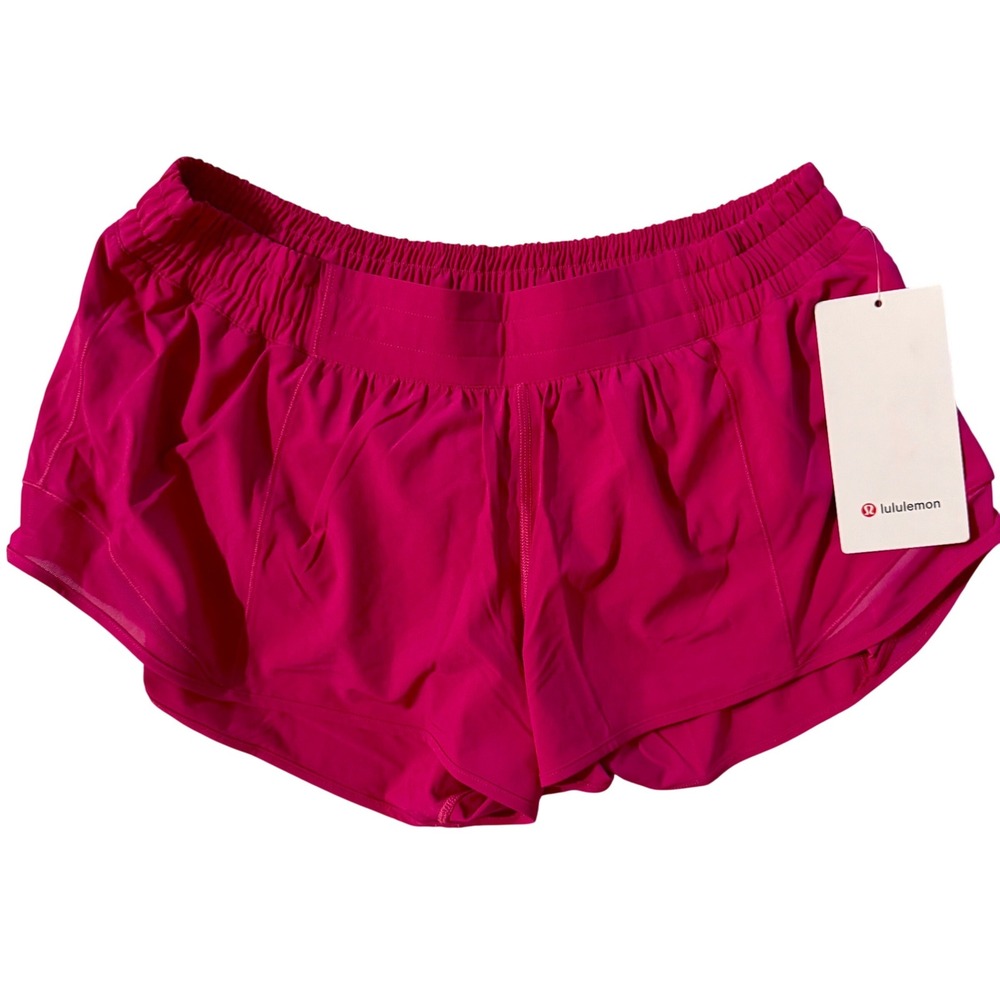 Lululemon Hotty Hot LR Short 2.5 Pink Flare Running Athletic Size 12 NWT